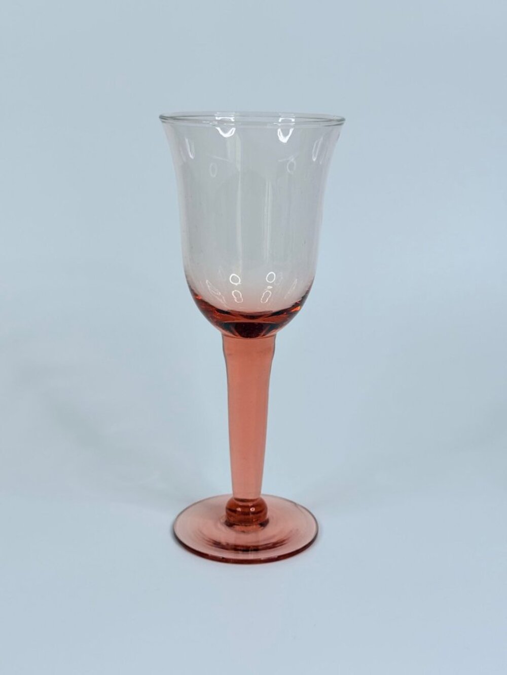 Handblown Rose Pink Blush Wine Glass / Water Goblet 7.75"